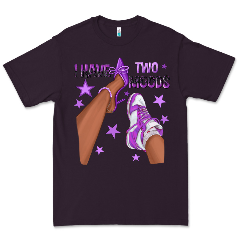 Purple I Have Two Moods Afro Girl Sneakers Premium Tee by texasbilliewilder | Teevron