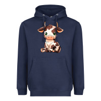 Navy Baby Brown Cow Heavyweight Hoodie - MaliasSmallBusiness