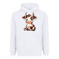 White Baby Brown Cow Heavyweight Hoodie - MaliasSmallBusiness