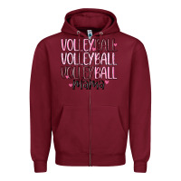 Burgundy volleyball mama Zipper Hoodie - MaliasSmallBusiness
