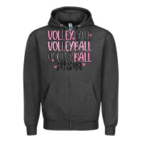 Charcoal Heather volleyball mama Zipper Hoodie - MaliasSmallBusiness