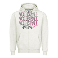Oatmeal Heather volleyball mama Zipper Hoodie - MaliasSmallBusiness