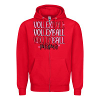 Red volleyball mama Zipper Hoodie - MaliasSmallBusiness