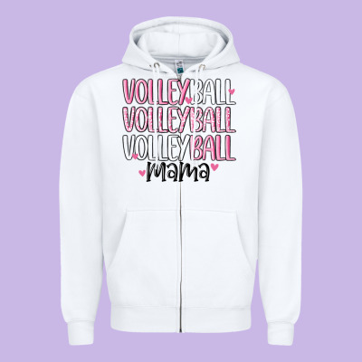 Volleyball Mama Zipper Hoodie Designed By Maliassmallbusiness