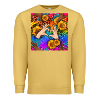 Antique Gold Heart And Sunflowers With Neon Leopard Patterns Premium Sweatshirt - BundleAndBundleShop