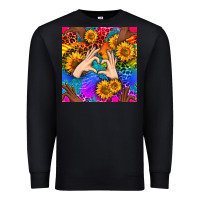 Black Heart And Sunflowers With Neon Leopard Patterns Premium Sweatshirt - BundleAndBundleShop
