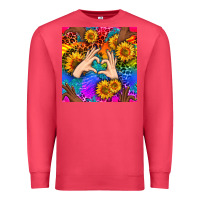 Cardinal Heart And Sunflowers With Neon Leopard Patterns Premium Sweatshirt - BundleAndBundleShop