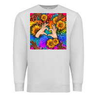 Dove Grey Heart And Sunflowers With Neon Leopard Patterns Premium Sweatshirt - BundleAndBundleShop