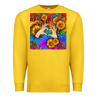Lemon Heart And Sunflowers With Neon Leopard Patterns Premium Sweatshirt - BundleAndBundleShop