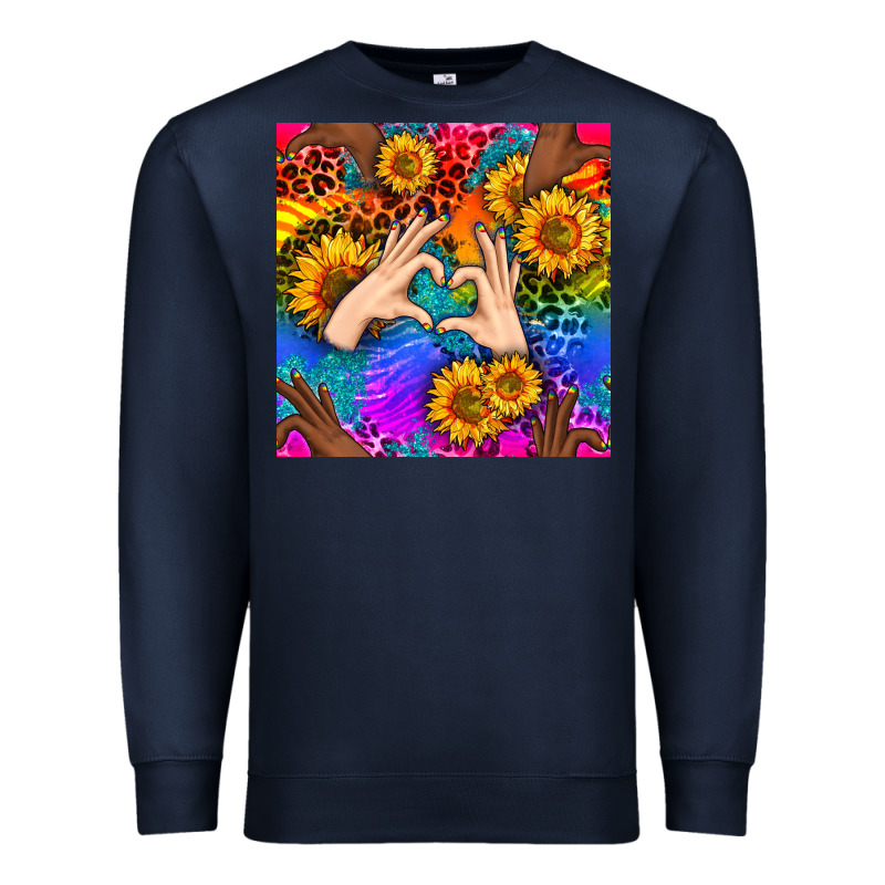 Heart And Sunflowers With Neon Leopard Patterns Premium Sweatshirt by BundleAndBundleShop | Teevron