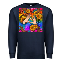 Navy Heart And Sunflowers With Neon Leopard Patterns Premium Sweatshirt - BundleAndBundleShop
