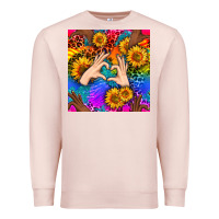 Pale Pink Heart And Sunflowers With Neon Leopard Patterns Premium Sweatshirt - BundleAndBundleShop