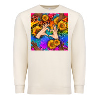 Sandshell Heart And Sunflowers With Neon Leopard Patterns Premium Sweatshirt - BundleAndBundleShop