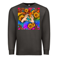 Smoke Heart And Sunflowers With Neon Leopard Patterns Premium Sweatshirt - BundleAndBundleShop