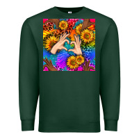 Sports Green Heart And Sunflowers With Neon Leopard Patterns Premium Sweatshirt - BundleAndBundleShop