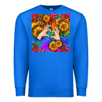 True Royal Heart And Sunflowers With Neon Leopard Patterns Premium Sweatshirt - BundleAndBundleShop
