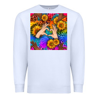 White Heart And Sunflowers With Neon Leopard Patterns Premium Sweatshirt - BundleAndBundleShop