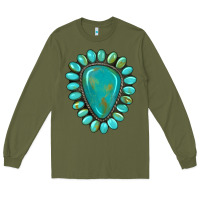 Army Green western gemstone turquoise Long Sleeve Tee - Artiststas