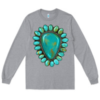 Heather Grey western gemstone turquoise Long Sleeve Tee - Artiststas