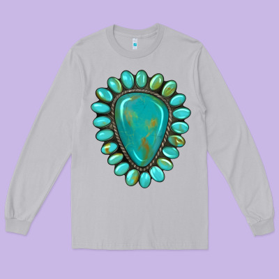 Western Gemstone Turquoise Long Sleeve Tee Designed By Artiststas
