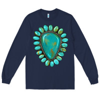 Navy western gemstone turquoise Long Sleeve Tee - Artiststas