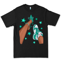 Black Teal Afro Girl Sneakers and Heels Premium Tee - texasbilliewilder