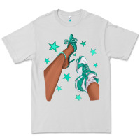 Dove Grey Teal Afro Girl Sneakers and Heels Premium Tee - texasbilliewilder