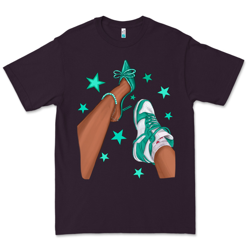 Teal Afro Girl Sneakers And Heels Premium Tee by texasbilliewilder | Teevron