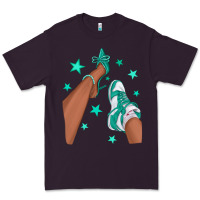Plum Teal Afro Girl Sneakers and Heels Premium Tee - texasbilliewilder