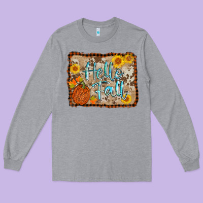 Hello Fall Long Sleeve Tee Designed By Adodesignshop