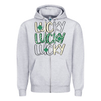 Heather Grey lucky Zipper Hoodie - MaliasSmallBusiness
