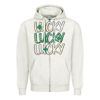 Oatmeal Heather lucky Zipper Hoodie - MaliasSmallBusiness