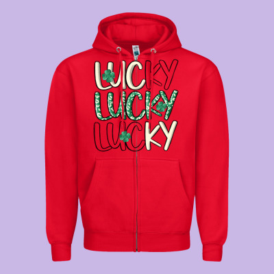 Lucky Zipper Hoodie Designed By Maliassmallbusiness