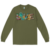 Army Green western gemstone sunflowers serape leopard turquoise love Long Sleeve Tee - Artiststas
