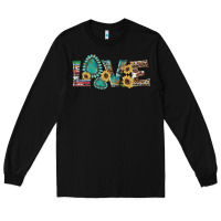 Black western gemstone sunflowers serape leopard turquoise love Long Sleeve Tee - Artiststas
