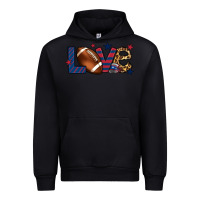 Black Love Football team color red blue 4th of july Urban Hoodie - HowdyJamesFarm
