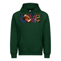 Forest Green Love Football team color red blue 4th of july Urban Hoodie - HowdyJamesFarm