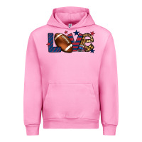 Fuchsia Pink Love Football team color red blue 4th of july Urban Hoodie - HowdyJamesFarm