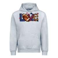 Heather Grey Love Football team color red blue 4th of july Urban Hoodie - HowdyJamesFarm