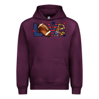 Mauve Wine Love Football team color red blue 4th of july Urban Hoodie - HowdyJamesFarm