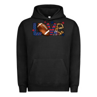 Pigment Black Love Football team color red blue 4th of july Urban Hoodie - HowdyJamesFarm