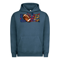 Pigment Midnight Navy Love Football team color red blue 4th of july Urban Hoodie - HowdyJamesFarm