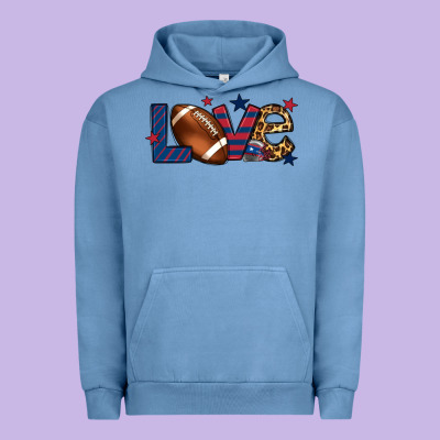 Love Football Team Color Red Blue 4th Of July Urban Hoodie Designed By Howdyjamesfarm