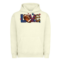 Pigment Pistachio Love Football team color red blue 4th of july Urban Hoodie - HowdyJamesFarm