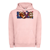 Pigment Salmon Love Football team color red blue 4th of july Urban Hoodie - HowdyJamesFarm
