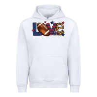 White Love Football team color red blue 4th of july Urban Hoodie - HowdyJamesFarm