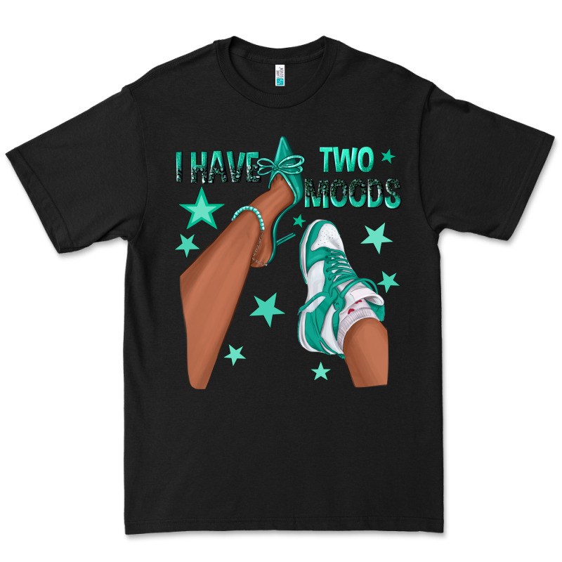 Teal I Have Two Moods Afro Girl Sneakers Premium Tee by texasbilliewilder | Teevron