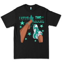 Black Teal I Have Two Moods Afro Girl Sneakers Premium Tee - texasbilliewilder