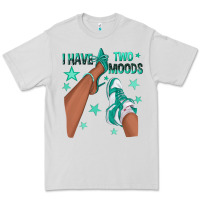 Dove Grey Teal I Have Two Moods Afro Girl Sneakers Premium Tee - texasbilliewilder