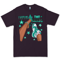 Plum Teal I Have Two Moods Afro Girl Sneakers Premium Tee - texasbilliewilder
